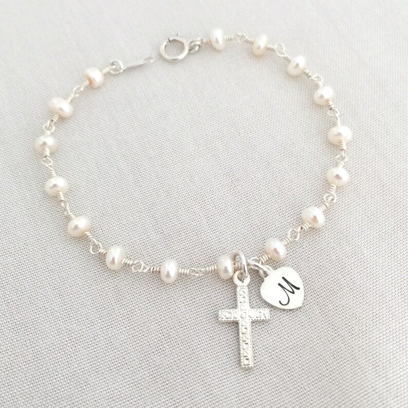Baby Christening Bracelet Freshwater Pearl Bracelet Baptism Etsy