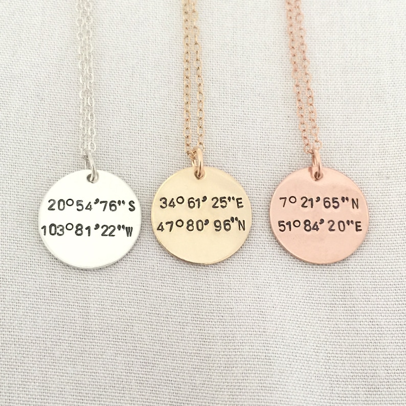 Rose Gold Coordinates Necklace Custom Coordinate Jewelry Etsy