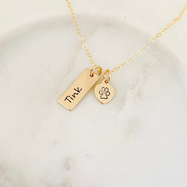 Custom Pet Necklace, Paw Print Necklace, Pet Remembrance Gift, Dog Necklace, Cat Necklace, Pet Loss Necklace, Pet Memorial, StampedEve image 1