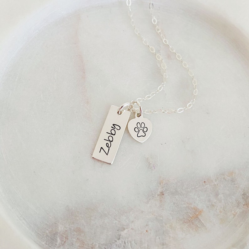 Custom Pet Necklace, Paw Print Necklace, Pet Remembrance Gift, Dog Necklace, Cat Necklace, Pet Loss Necklace, Pet Memorial, StampedEve image 4