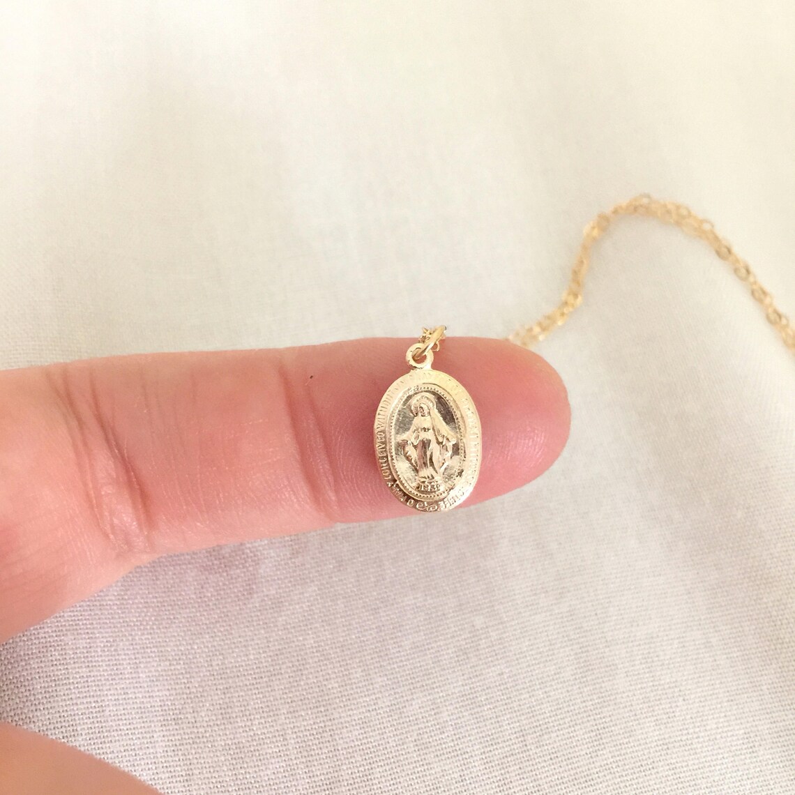 Double Sided Virgin Mary Necklace Gold Filled Virgin Mary | Etsy