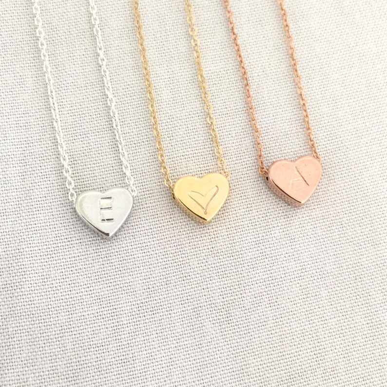 Personalised Dainty Heart Necklace Little Girl Necklace Tiny Etsy