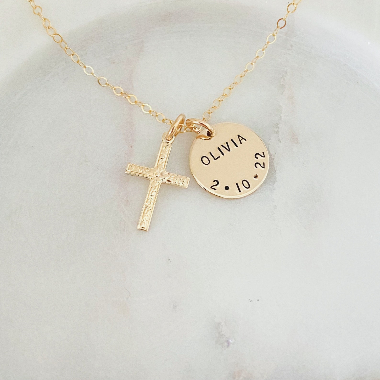 Gold Baby Cross Necklace Baby Girl First Communion Gift - Etsy