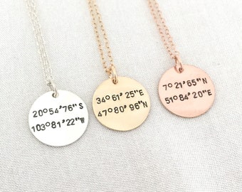 Rose Gold Coordinates Necklace, Custom Coordinate Jewelry, Graduation Gift, Long Distance, Best Friend Gift, Birthday Gift, Anniversary Gift