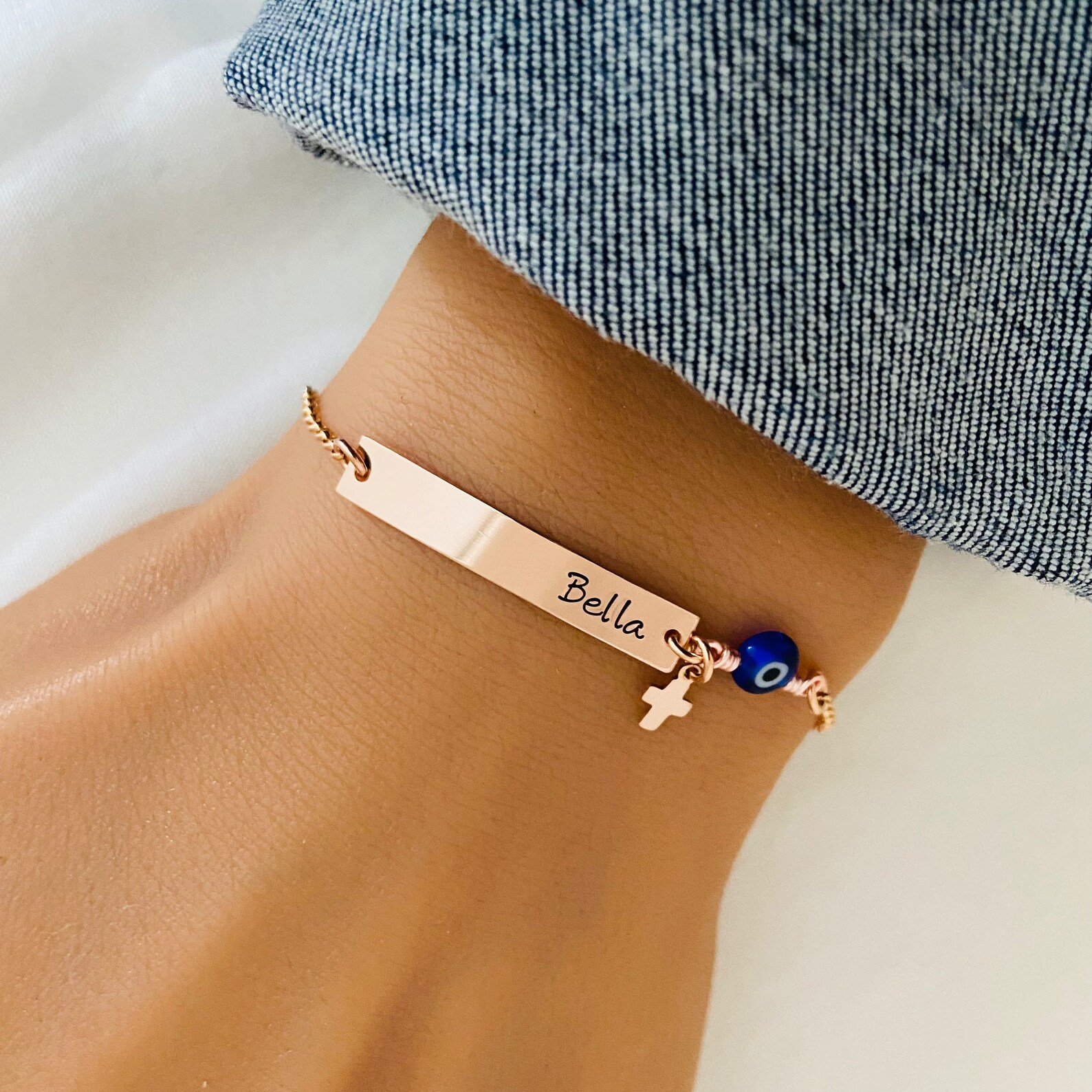 Infant Bracelet Baby Cross Bracelet Evil Eye Jewelry Etsy