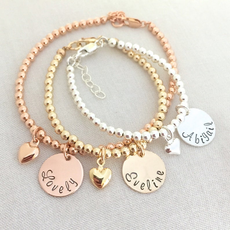 Rose Gold Name Bracelet Baby Boy or Girl Bracelet New Mom Etsy