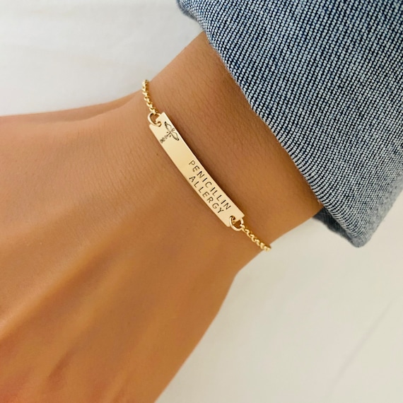 MEDICAL ALERT bracelet – Hand stamped- Allergy Bracelet – Custom made to  your medical alert – medical conditions – – SM Made