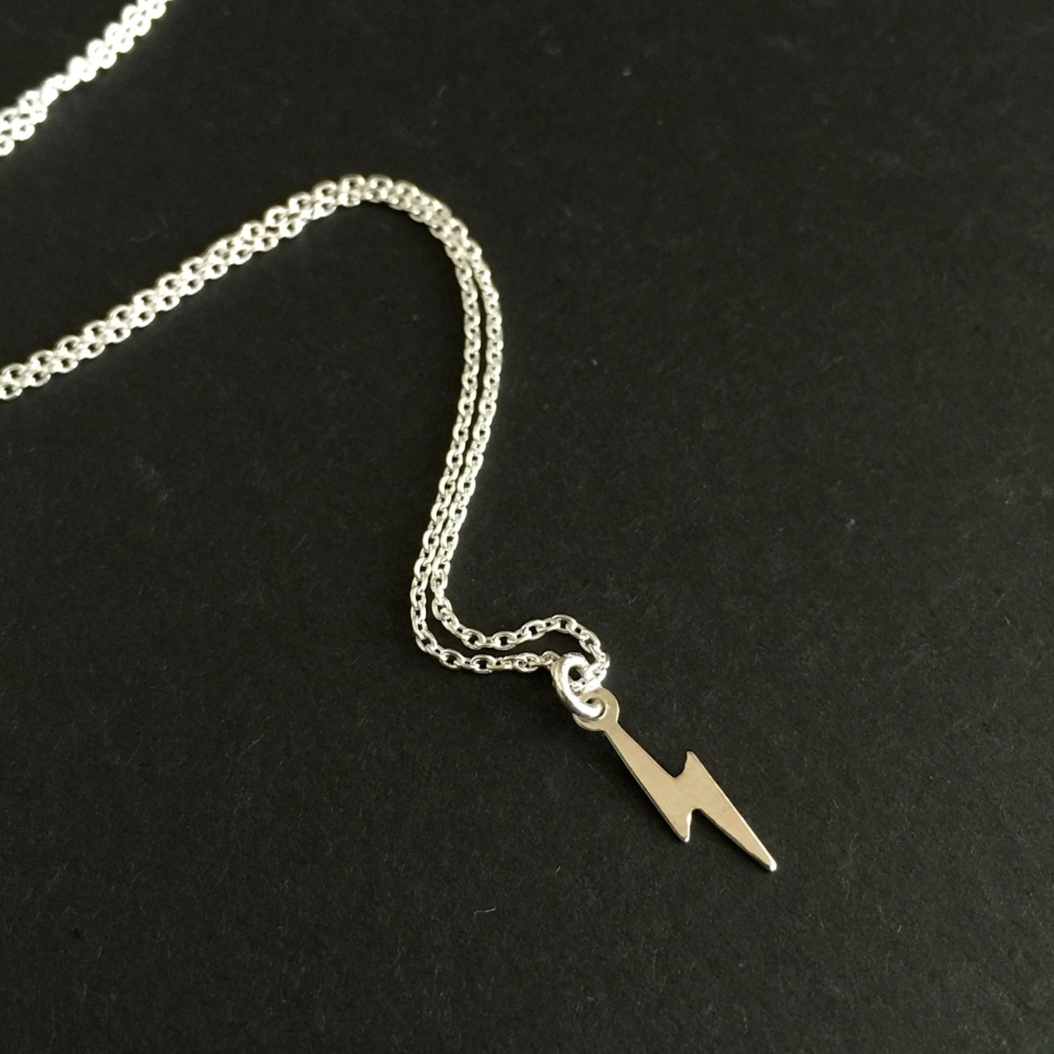 Sterling Silver Lightning Necklace Dainty Lightning Bolt Etsy