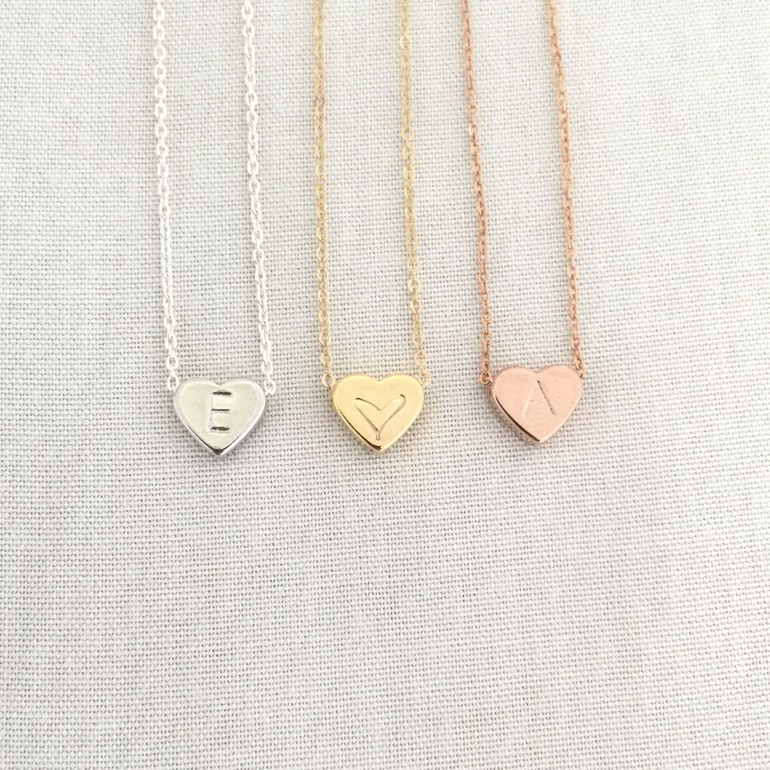 Personalised Dainty Heart Necklace Little Girl Necklace Tiny Etsy