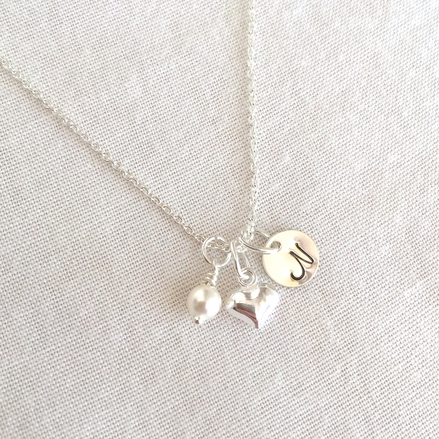 Little Girl Heart Initial Necklace Child Necklace Sterling Etsy Australia