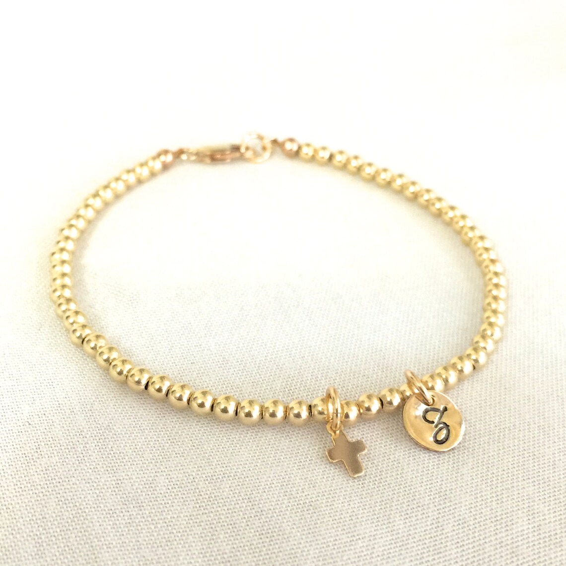 14K Gold Filled Baby Christening Bracelet First Communion Etsy