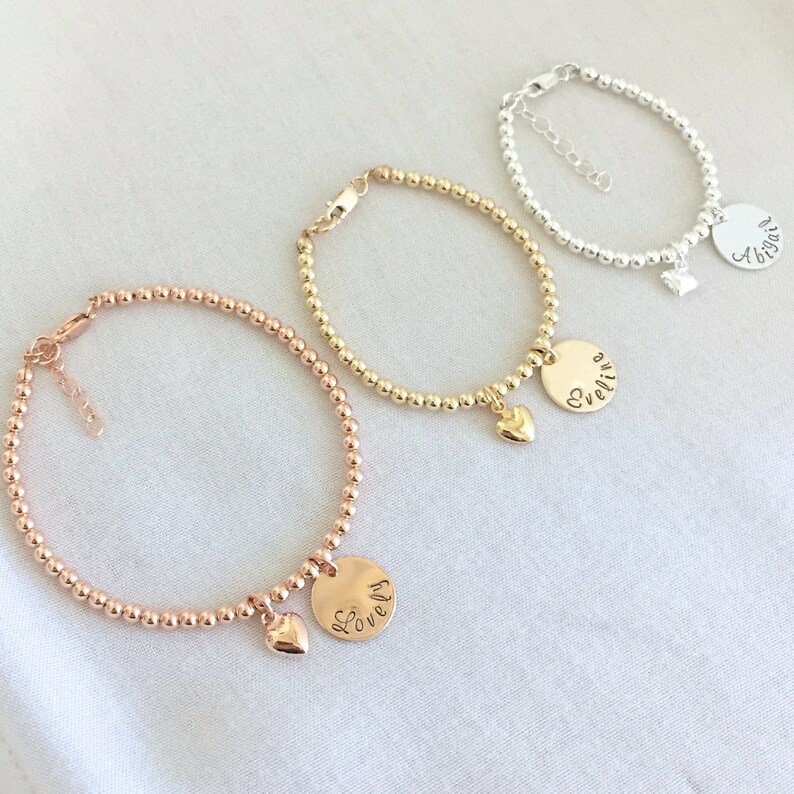 Rose Gold Name Bracelet Baby Boy or Girl Bracelet New Mom Etsy