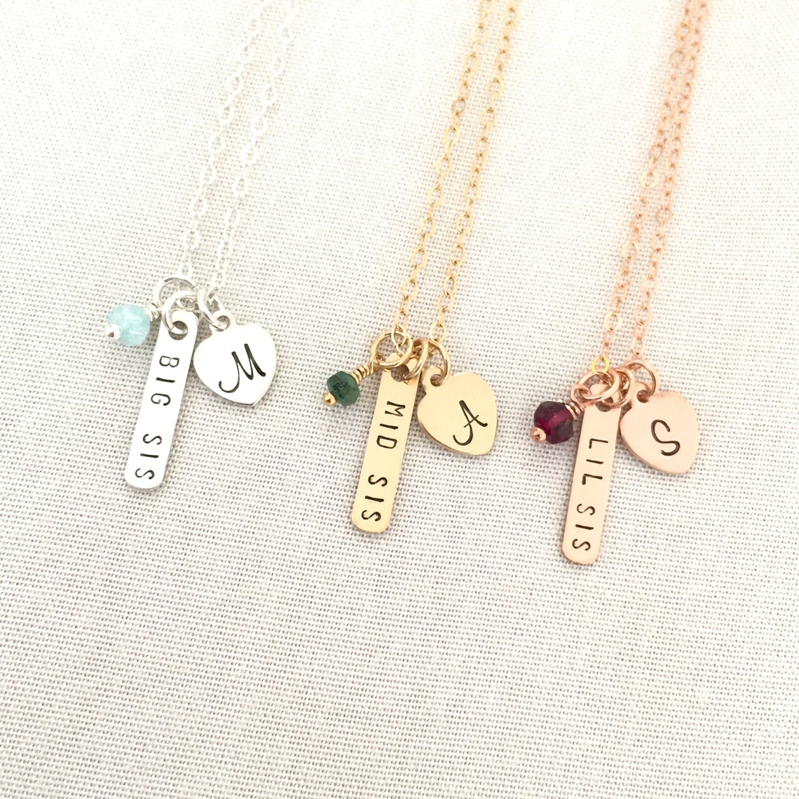 Personalized Sisters Necklace, Initial Necklace, Sister Jewelry, Big ...