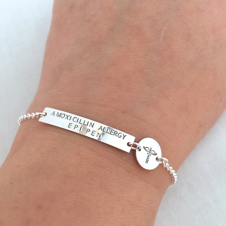 Gold Medical Alert Bracelet Personalised Allergy Bracelet Kids Type 1 Diabetic Medical Jewelry Medical ID Bracelet Women Medical Alert