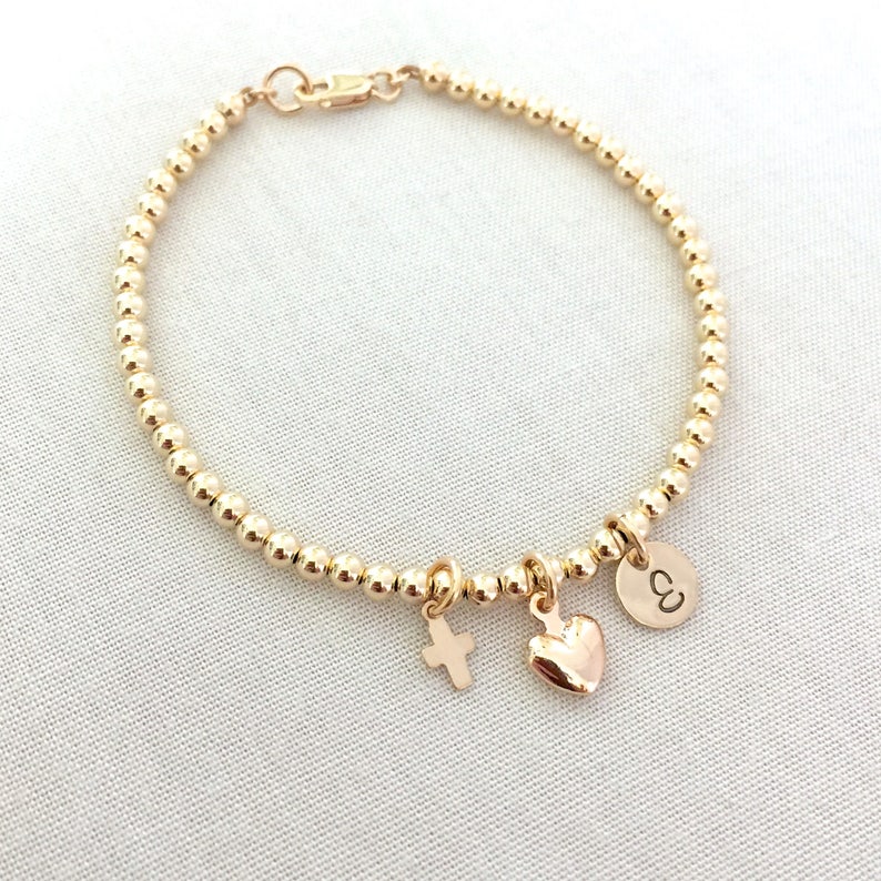 Rose Gold Baby Baptism Bracelet Cross Bracelet Christening Etsy Australia