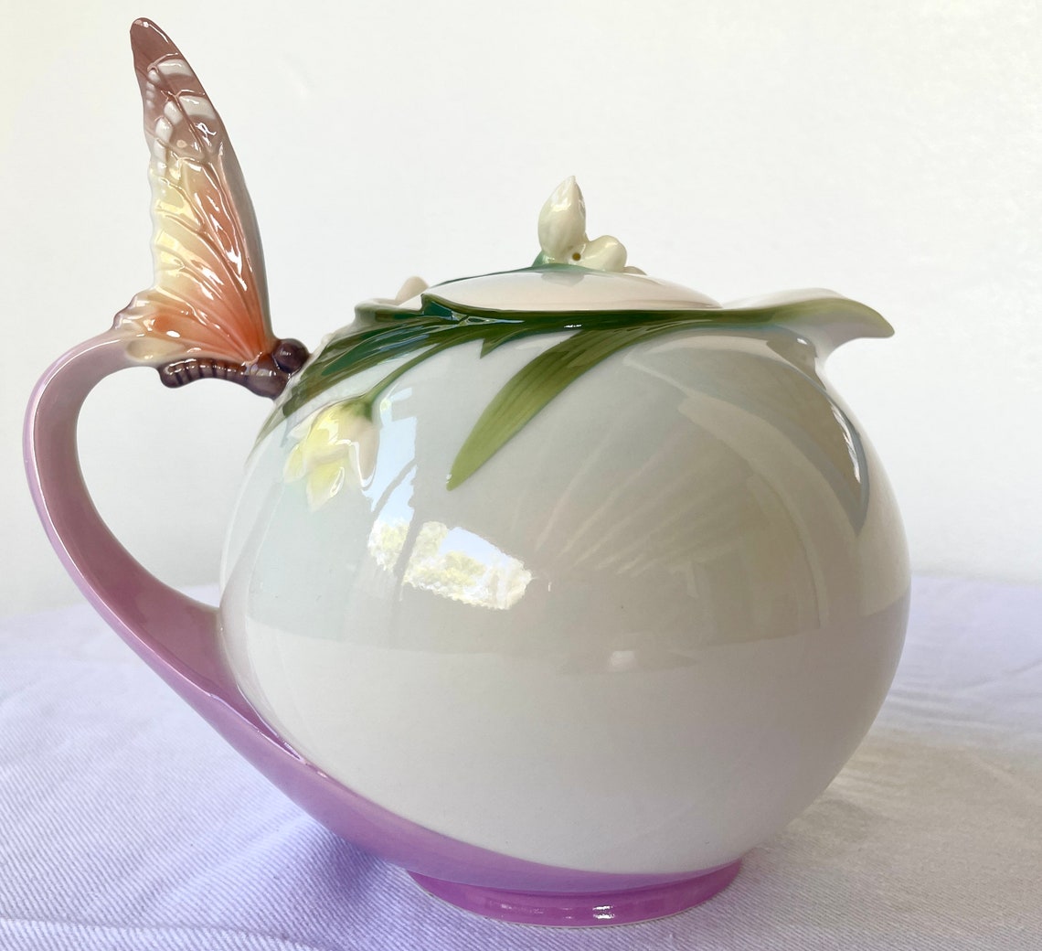 RARE 2001 Franz Butterfly Teapot Lid Porcelain by Jen Woo Etsy