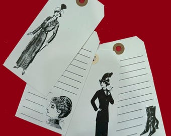 Victorian Style Fashion Design Hang Gift Tags Set of 8