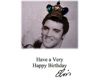 Happy Birthday Greeting Note Card from the King of Rock-n-Roll ... signed Elvis