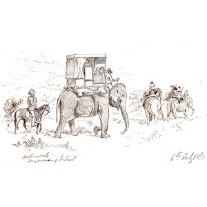 Large Note Card - Elephants on the Trail in India