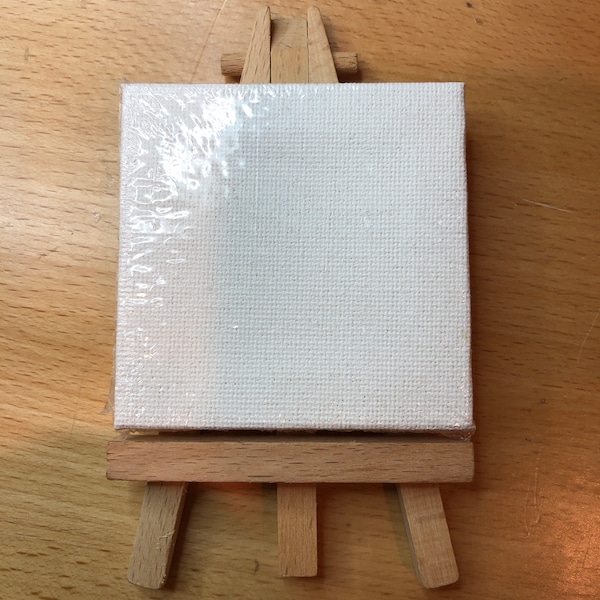 Miniature Mini Wood Art Easel and Canvas Set