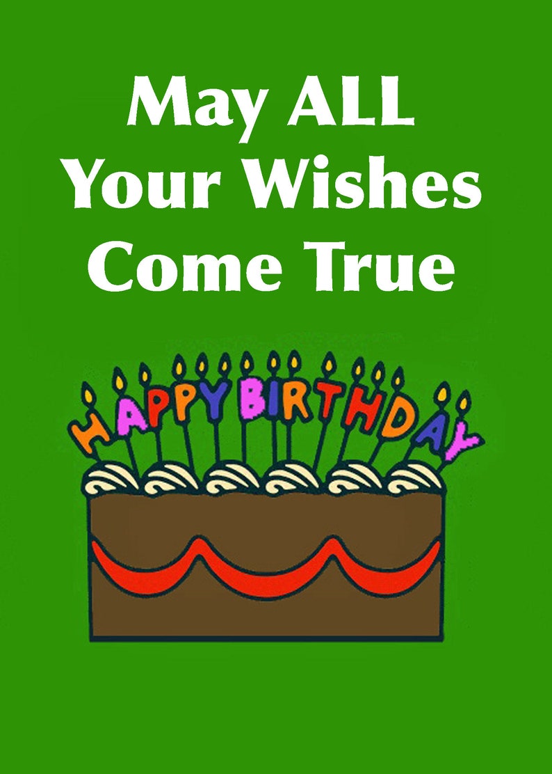 Happy Birthday Card - May All Your Wishes Come True - Greeting Note ...