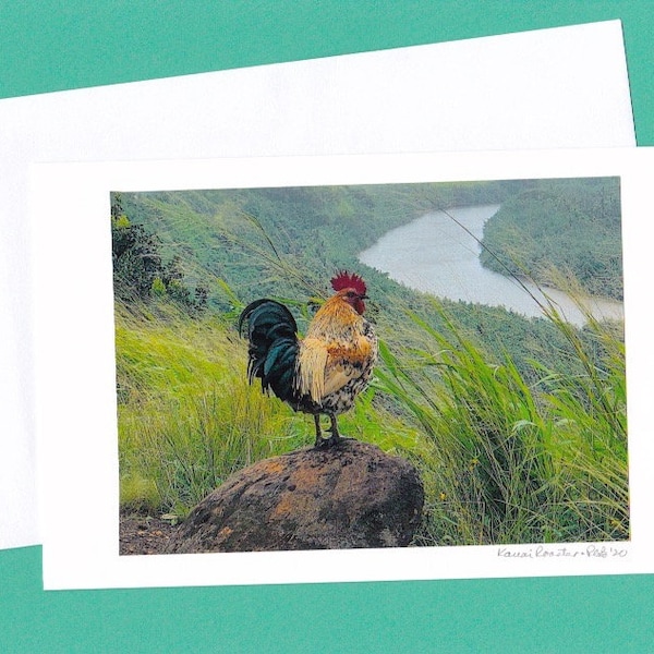 Famous Rooster Overlooking the Wailua River on the Island of Kauai Hawaii - Original Photo Art Note Card 5.5x8.5