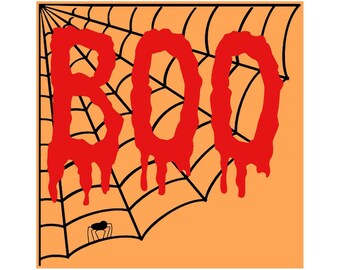 Halloween Greeting Note Card 5.5x5.5 BOO - Happy Halloween