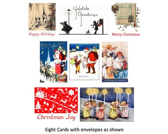 Assorted Christmas Greeting Cards Boxed Set of 8