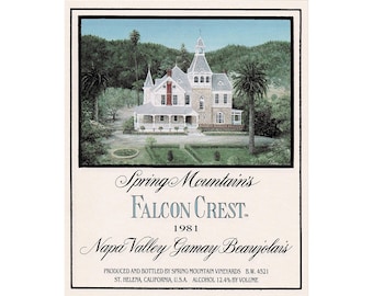 Vintage 1981 Falcon Crest wine label from Spring Mountain Vineyards NEW UNUSED