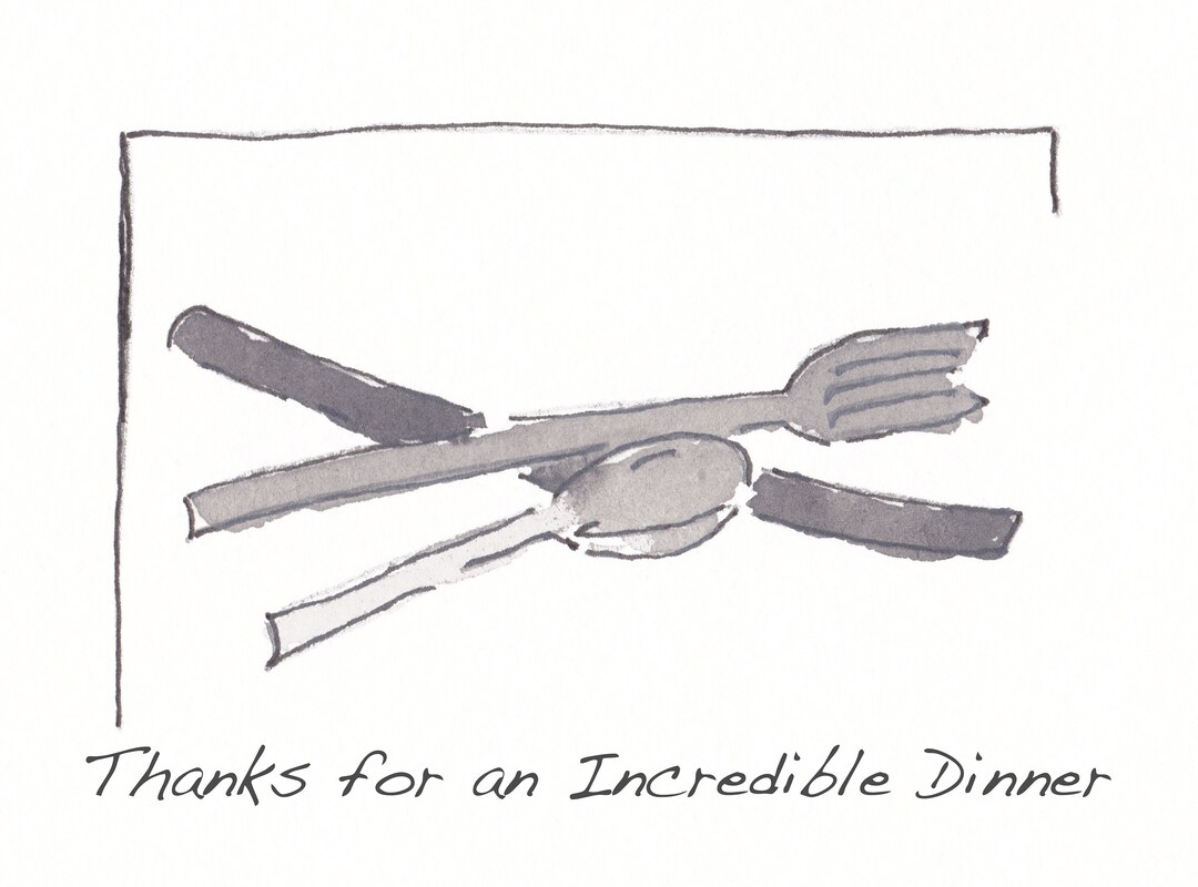 Thank You Note Art Card Thank You for Dinner Etsy