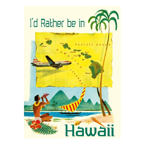 Greeting Note Card - I'd Rather be in Hawaii