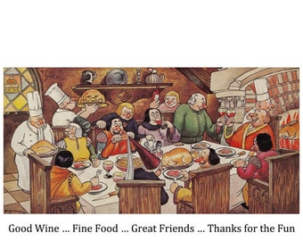 Medieval Feast Thank You Note Card: Good Wine, Fine Food