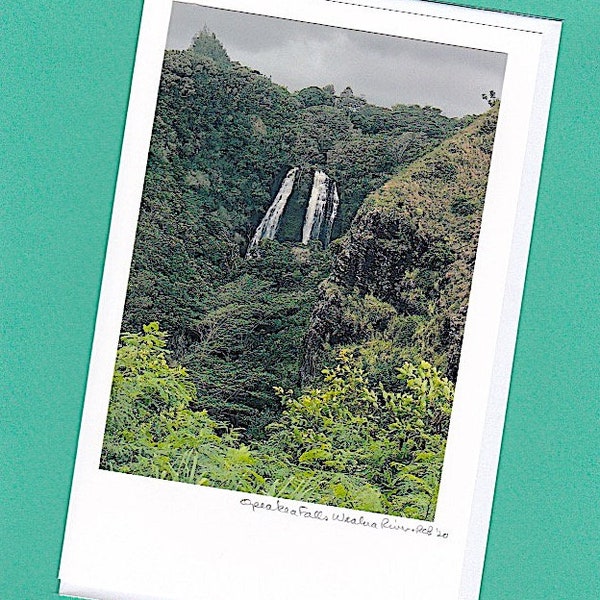 Opaekaa Falls on the Wailua River on the Island of Kauai Hawaii - Original Photo Art Note Card 5.5x8.5