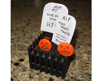 Halloween Graveyard Scene Jack-o-Lantern and Headstone Assemblage Box