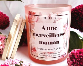 Prévente fête des mères. Bougie de soya Figue-Conifères. Recevez un bijou gratuit