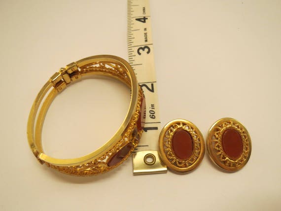 cuff bracelet and  clip on earring demi parure se… - image 4
