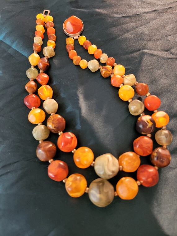 Kramer Chunky Double Stranded Marbled Lucite Vint… - image 7