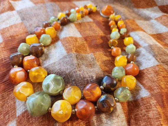 Kramer Chunky Double Stranded Marbled Lucite Vint… - image 17