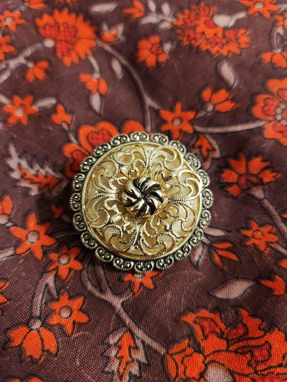 Golden Filigree Plastic Vintage West Germany Scarf Clip