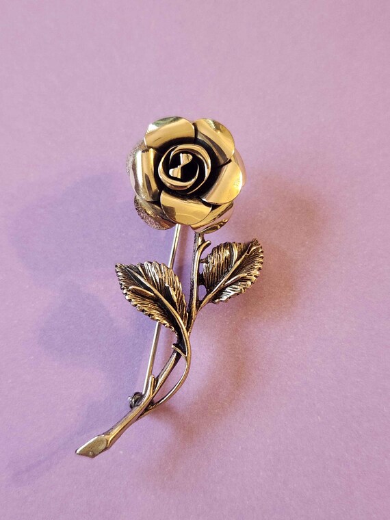 Broche Vintage En Forme De Rose En Argent - Occasion - Jolie Pièce Ancienne