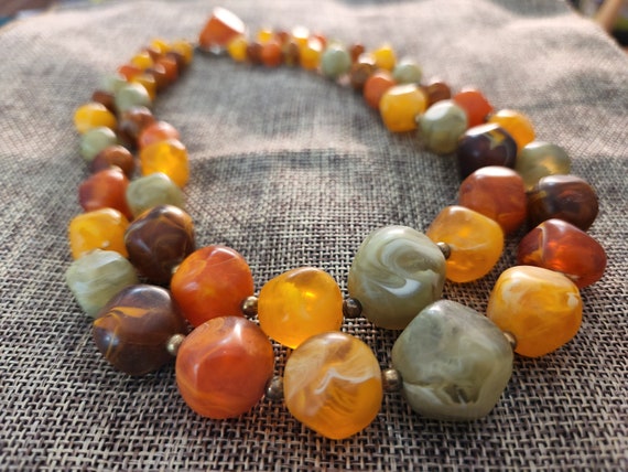 Kramer Chunky Double Stranded Marbled Lucite Vint… - image 9