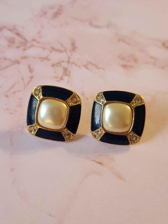 Statement Square Dark Blue Enameled, Rhinestone, … - image 14