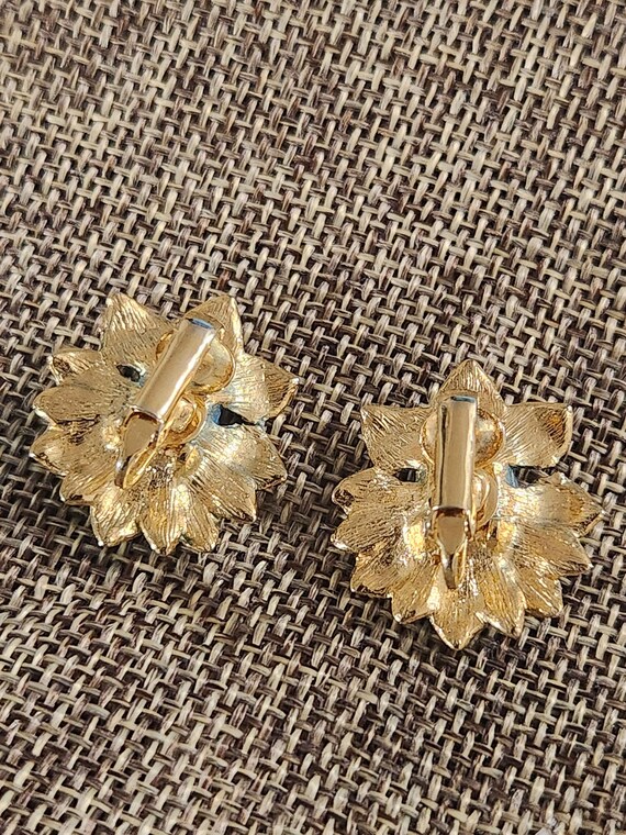 Blue Enameled and Rectangular Rhinestone Flower V… - image 5