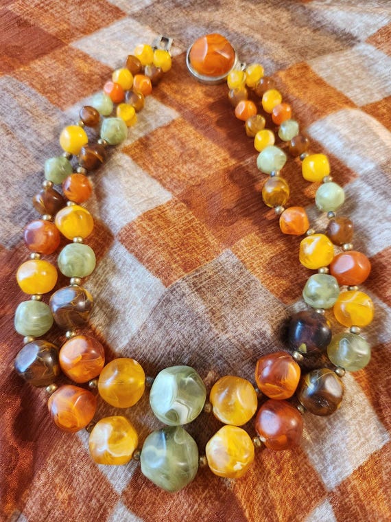 Kramer Chunky Double Stranded Marbled Lucite Vint… - image 16