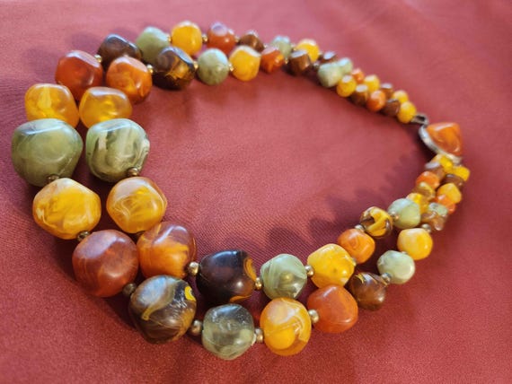 Kramer Chunky Double Stranded Marbled Lucite Vint… - image 12