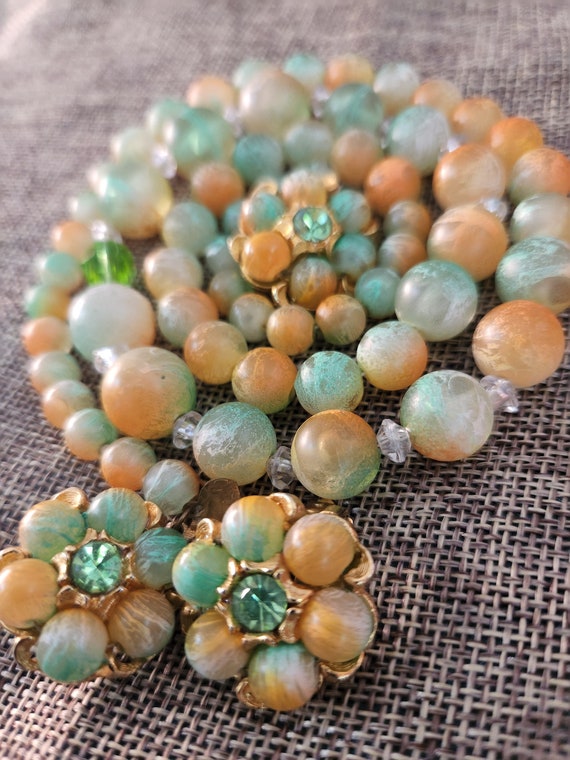 Judy Lee lime green and orange beaded necklace an… - image 4