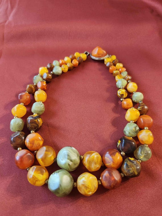 Kramer Chunky Double Stranded Marbled Lucite Vint… - image 11