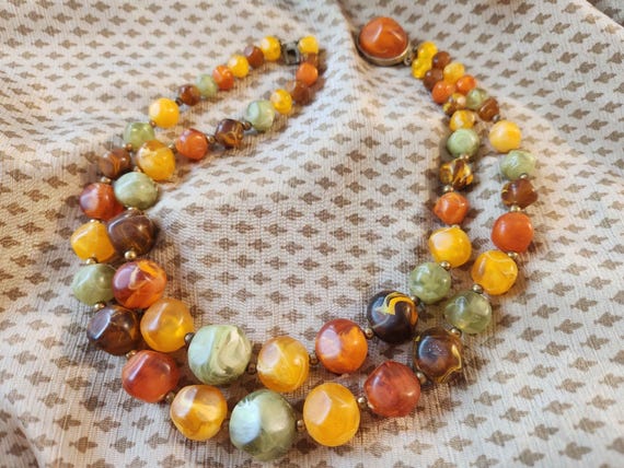 Kramer Chunky Double Stranded Marbled Lucite Vint… - image 13