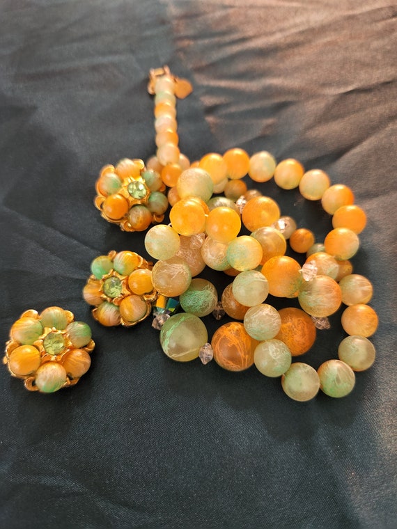 Judy Lee lime green and orange beaded necklace an… - image 8