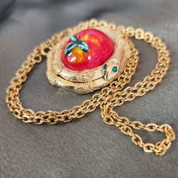 Fuller Brush Co Snake Perfume Pendant Gold Tone Vintage Jewelry